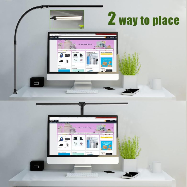 Double Head LED Desk Lamp, Architect Desk Lamps for Home Office, 24W Brightest Workbench Office Lighting-5 Color Modes and 5 Dimmable Eye Protection Modern Desk Lamp for Monitor Reading - Image 2