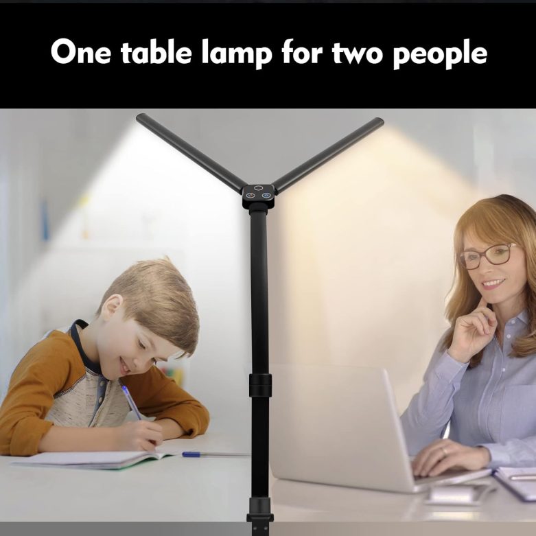 Double Head LED Desk Lamp, Architect Desk Lamps for Home Office, 24W Brightest Workbench Office Lighting-5 Color Modes and 5 Dimmable Eye Protection Modern Desk Lamp for Monitor Reading - Image 7