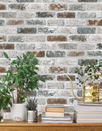 Guvana 17.3"×118" Brick Wallpaper Red/Blue/Grey Brick Peel and Stick Wallpaper 3D Vintage Brick Contact Paper Self Adhesive Removable Contact Paper Faux Brick Texture Wallpaper for Bedroom Decor