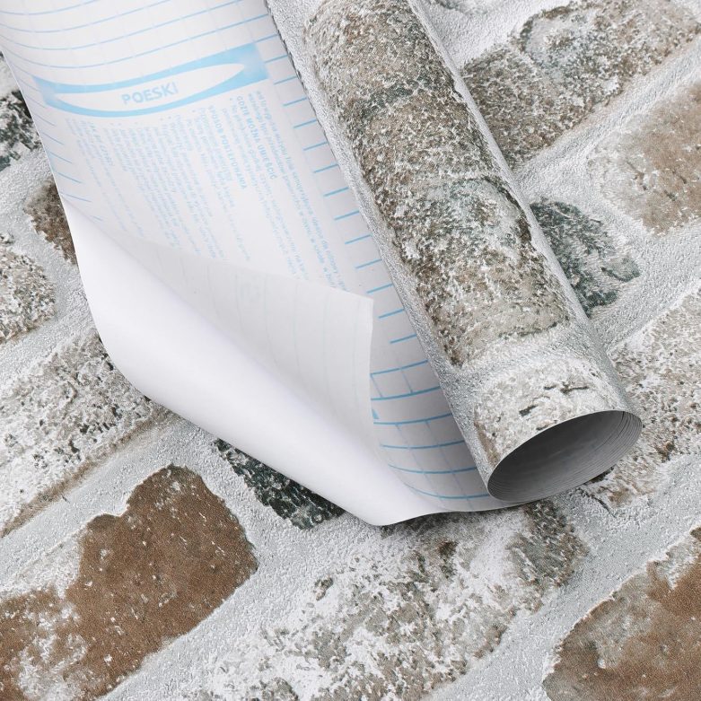 Guvana 17.3"×118" Brick Wallpaper Red/Blue/Grey Brick Peel and Stick Wallpaper 3D Vintage Brick Contact Paper Self Adhesive Removable Contact Paper Faux Brick Texture Wallpaper for Bedroom Decor - Image 7