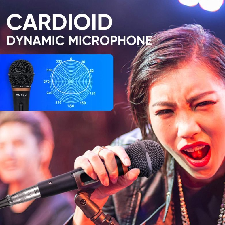 HOTEC Premium Vocal Dynamic Handheld Microphone with 19ft Detachable XLR Cable and ON/Off Switch (Metal Black) (H-W07) - Image 2