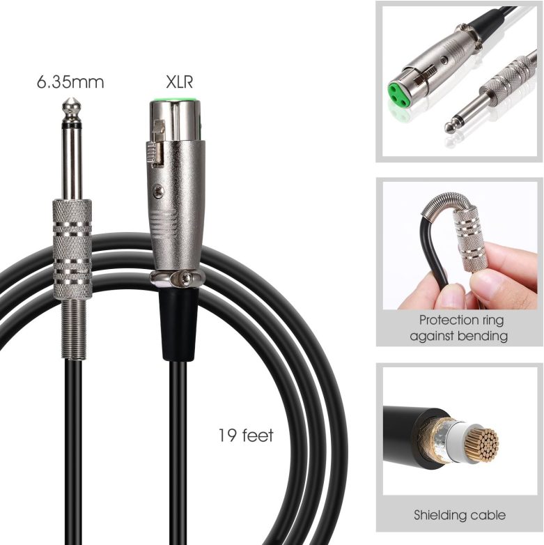 HOTEC Premium Vocal Dynamic Handheld Microphone with 19ft Detachable XLR Cable and ON/Off Switch (Metal Black) (H-W07) - Image 3