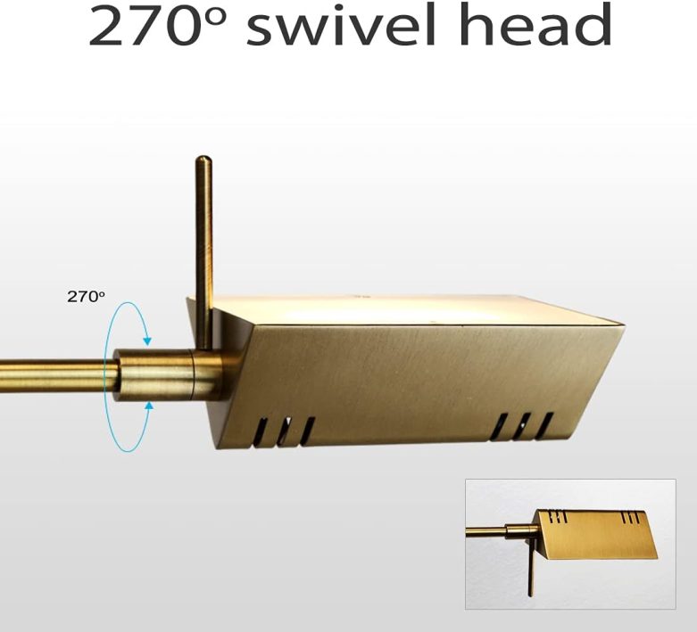 O'Bright LED Pharmacy Table Lamp, Full Range Dimming, 12W LED, 360 Degree Swing Arms, Desk, Reading, Craft, Work Lamp, ETL Tested, Antique Brass (Gold) - Image 3