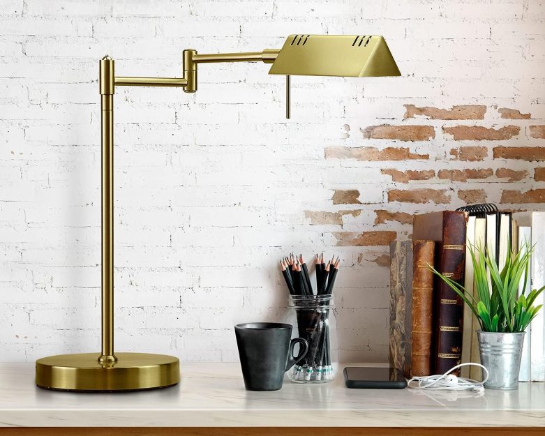 O'Bright LED Pharmacy Table Lamp, Full Range Dimming, 12W LED, 360 Degree Swing Arms, Desk, Reading, Craft, Work Lamp, ETL Tested, Antique Brass (Gold) - Image 6