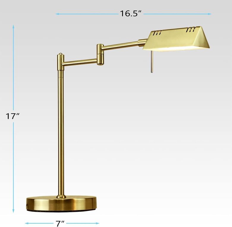 O'Bright LED Pharmacy Table Lamp, Full Range Dimming, 12W LED, 360 Degree Swing Arms, Desk, Reading, Craft, Work Lamp, ETL Tested, Antique Brass (Gold) - Image 7