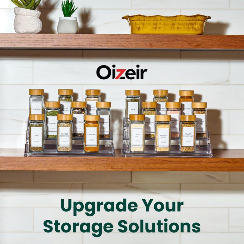 Oizeir Clear Spice Rack (2-Pack) – 3-Tier Acrylic Organizer for Cabinet – Deep Spice Shelf – 10.4 x 9.6 x 4 Inches – Holds Seasoning and Condiments - Image 6