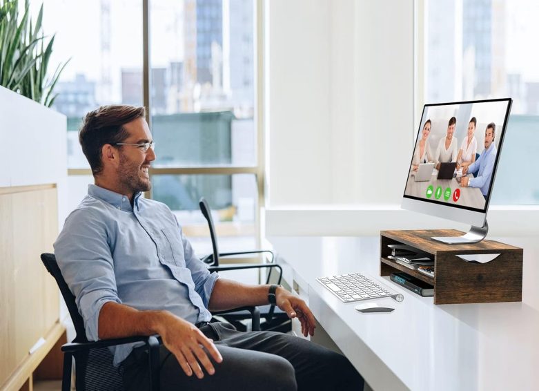 Zimilar Monitor Stand Riser, 2 Tiers Laptop Computer Monitor Riser for PC Screen, iMac, Desktop Wooden Screen Monitor Stand Riser with Storage for Home Office - Image 2
