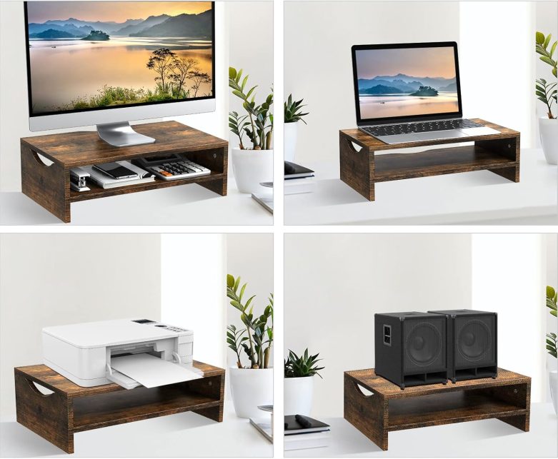 Zimilar Monitor Stand Riser, 2 Tiers Laptop Computer Monitor Riser for PC Screen, iMac, Desktop Wooden Screen Monitor Stand Riser with Storage for Home Office - Image 7